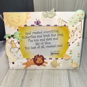 Vtg 2003 Roman God Created Everything Photo Frame Kids 3.5"x5" Noah's Ark Animal